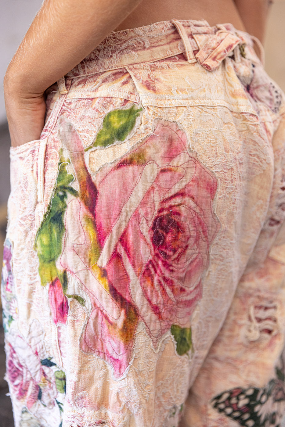 Jacquard Applique Miner Pants in Soleil En Rose by Magnolia Pearl