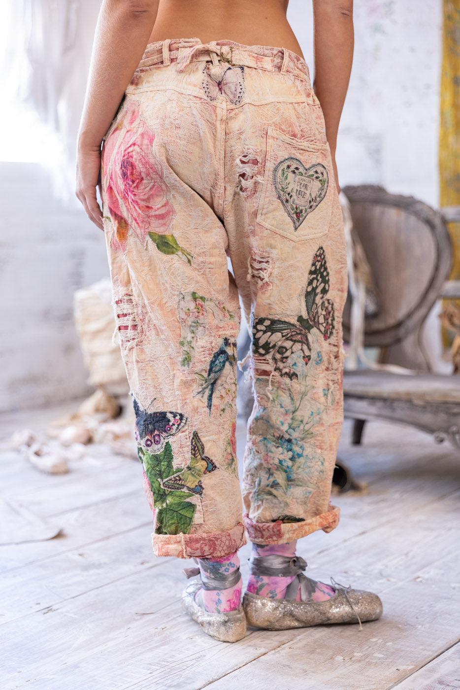 Jacquard Applique Miner Pants in Soleil En Rose by Magnolia Pearl