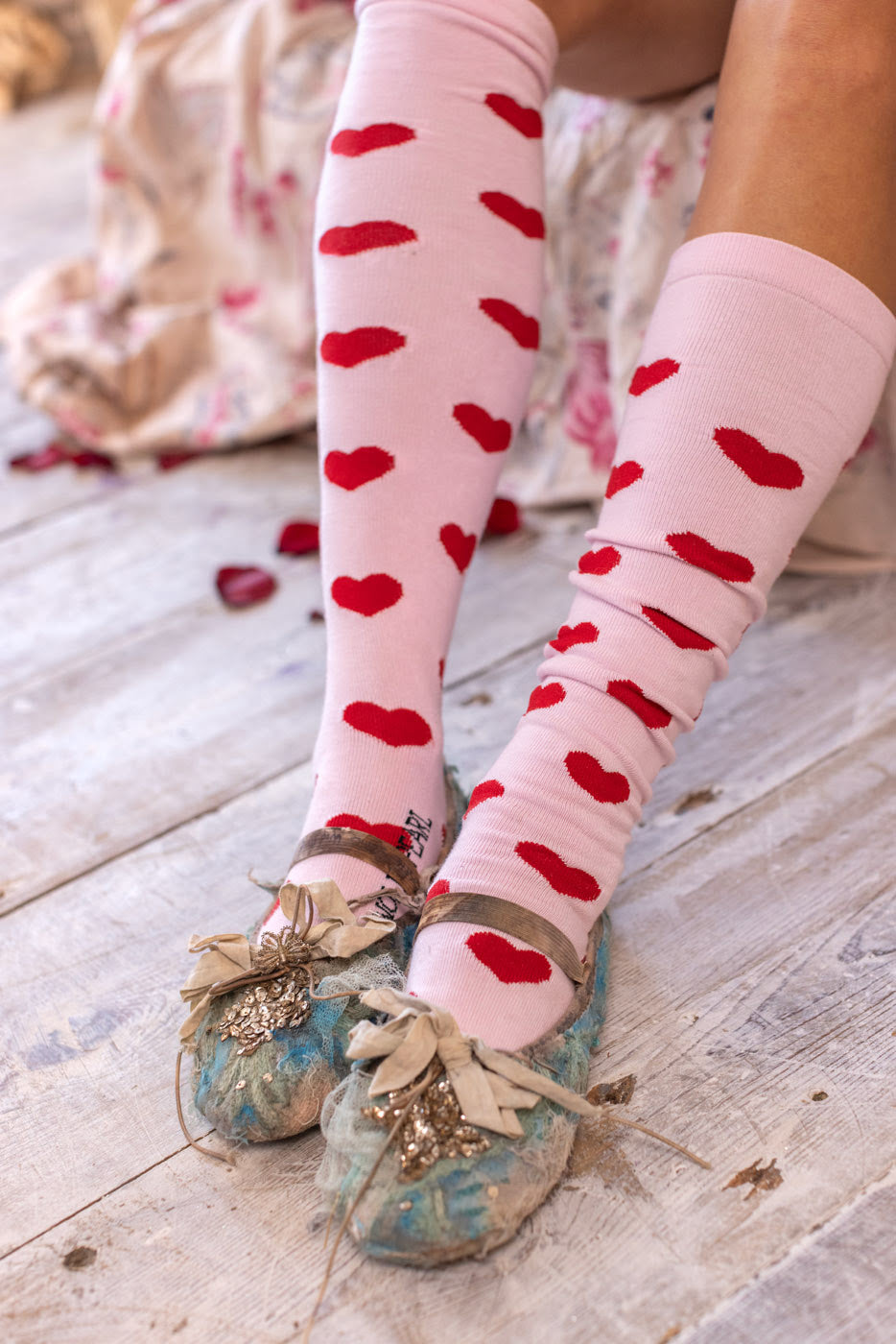 Candy Heart OTK socks in Babylove by Magnolia Pearl