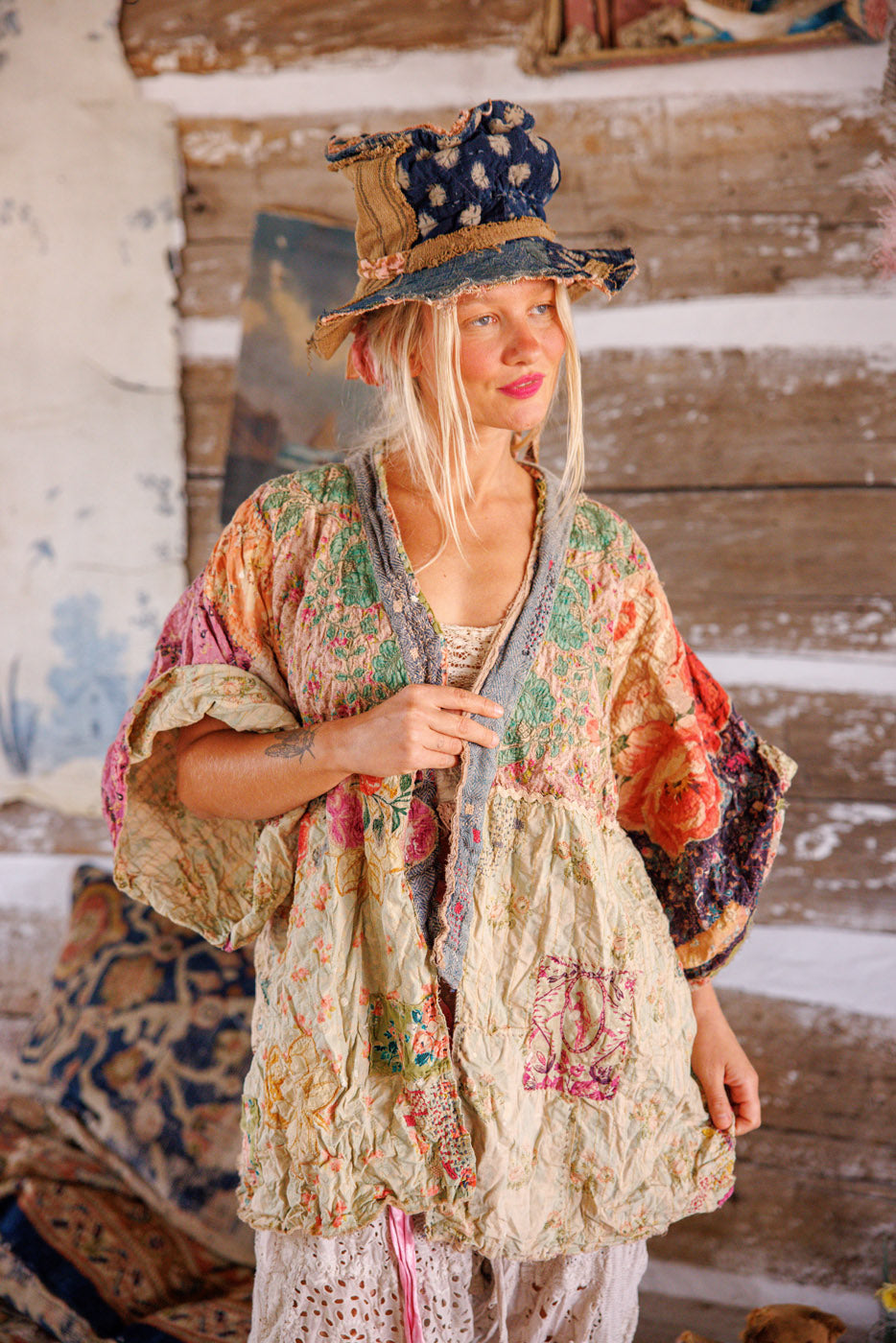 Piecewise Crop Dashi Kimono in Wonderland by Magnolia Pearl