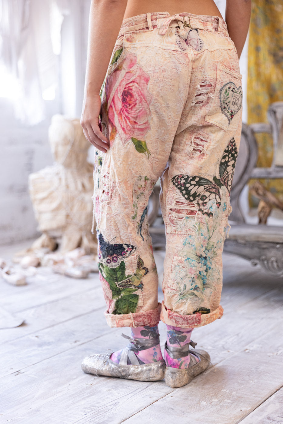 Jacquard Applique Miner Pants in Soleil En Rose by Magnolia Pearl