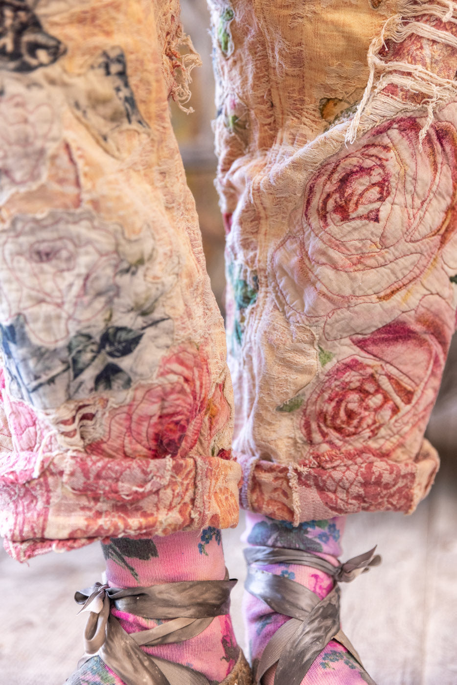 Jacquard Applique Miner Pants in Soleil En Rose by Magnolia Pearl