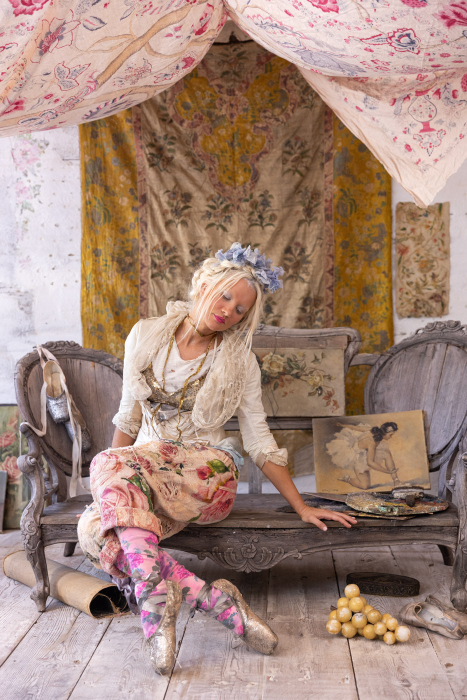 Jacquard Applique Miner Pants in Soleil En Rose by Magnolia Pearl