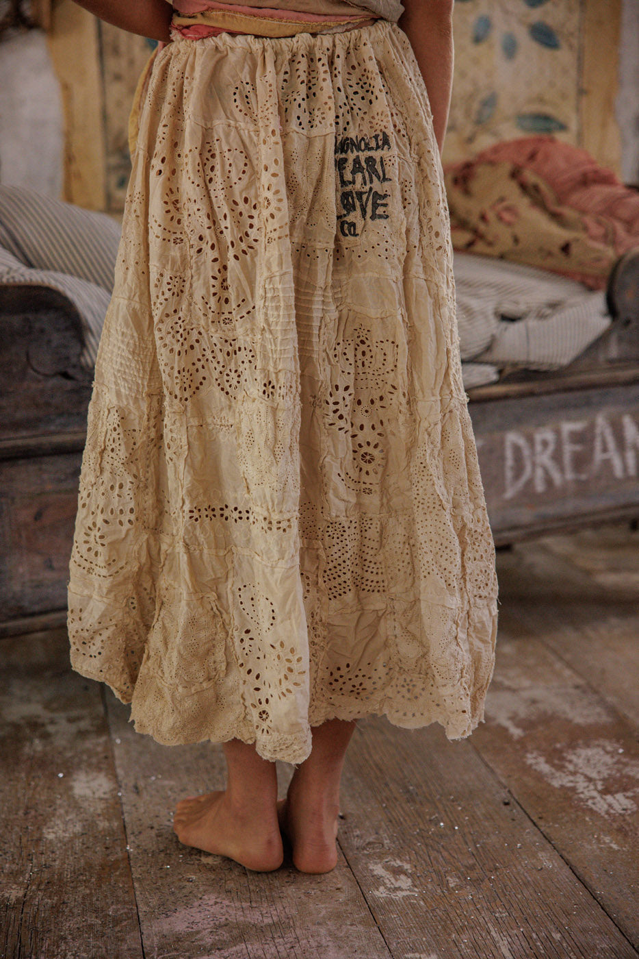 Eyelet Patchwork Pissarro Skirt in Swan by Magnolia Pearl