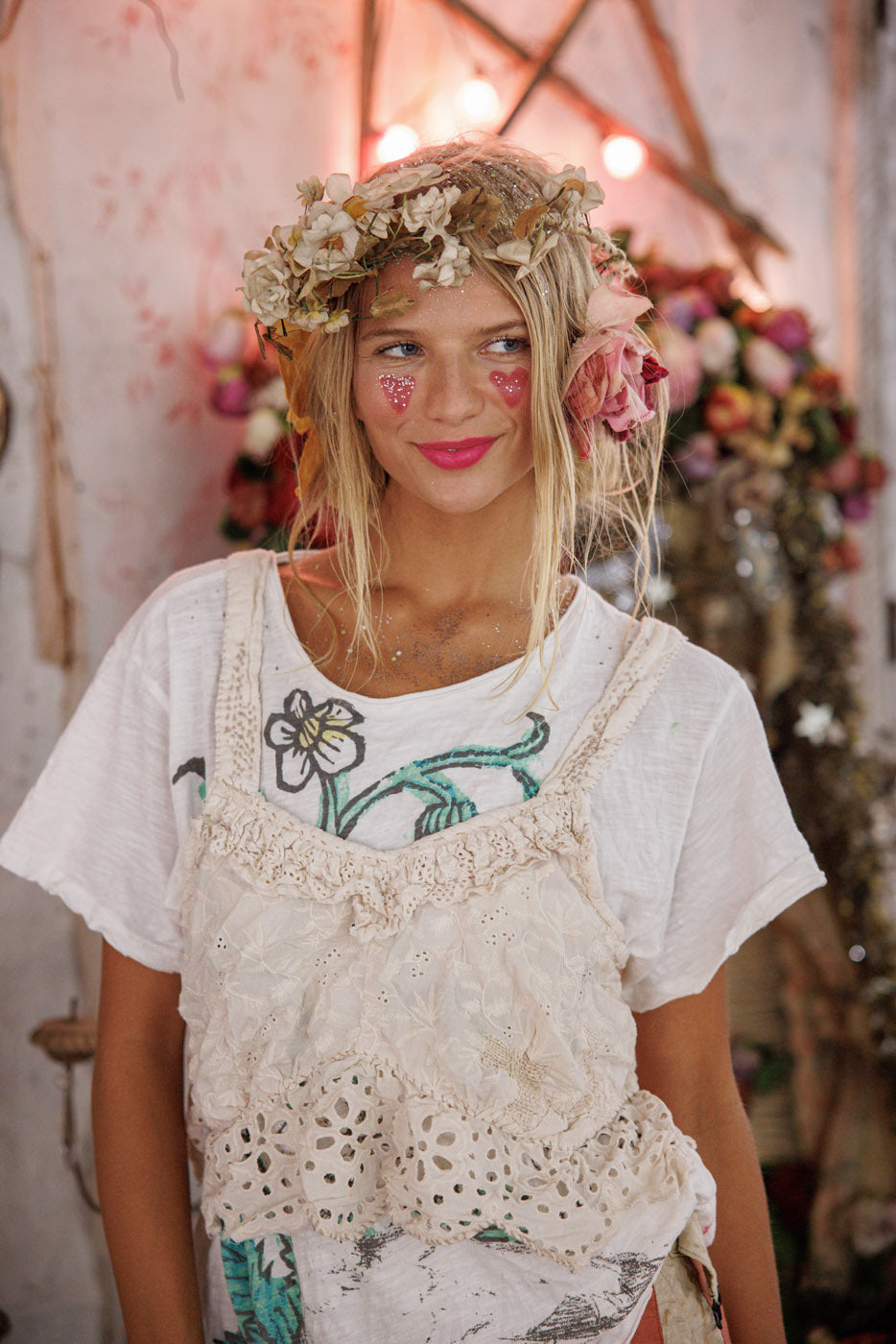 Olive Eyelet Ruffle Cami Tank in Moonlight by Magnolia Pearl
