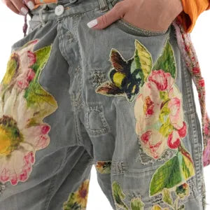 Miners Pants in Ashbury Peace with Sunflower, Daisies and Bees by Magnolia Pearl