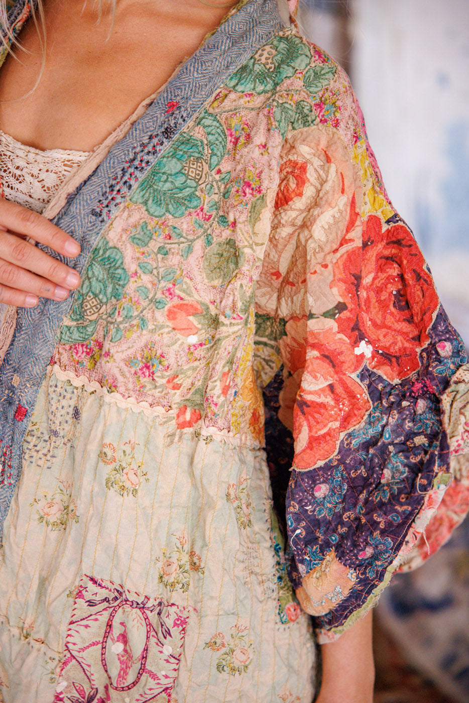 Piecewise Crop Dashi Kimono in Wonderland by Magnolia Pearl