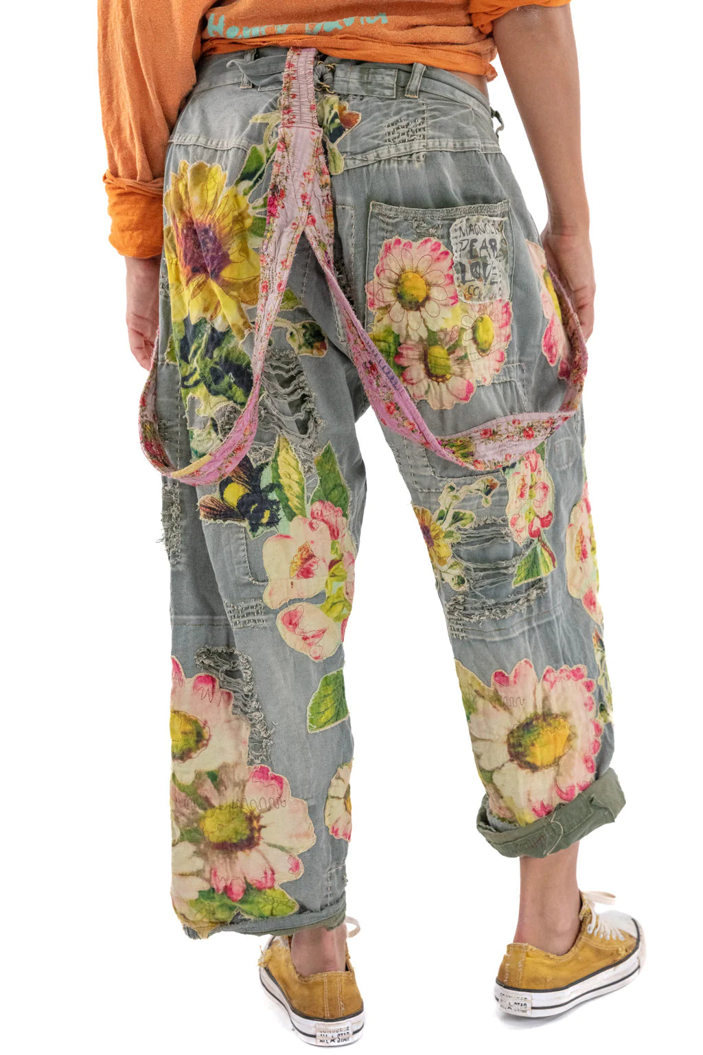 Miners Pants in Ashbury Peace with Sunflower, Daisies and Bees by Magnolia Pearl