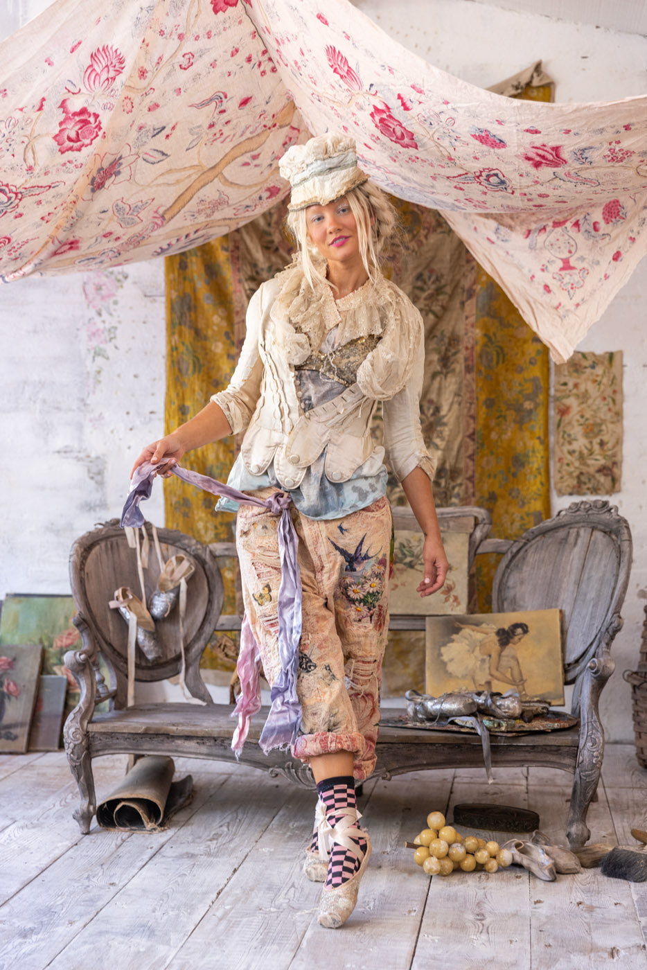 Jacquard Applique Miner Pants in Soleil En Rose by Magnolia Pearl