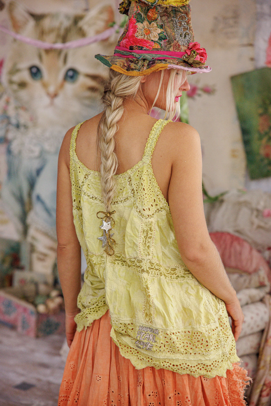 Eyelet Clementine Tank in Yuzu by Magnolia Pearl