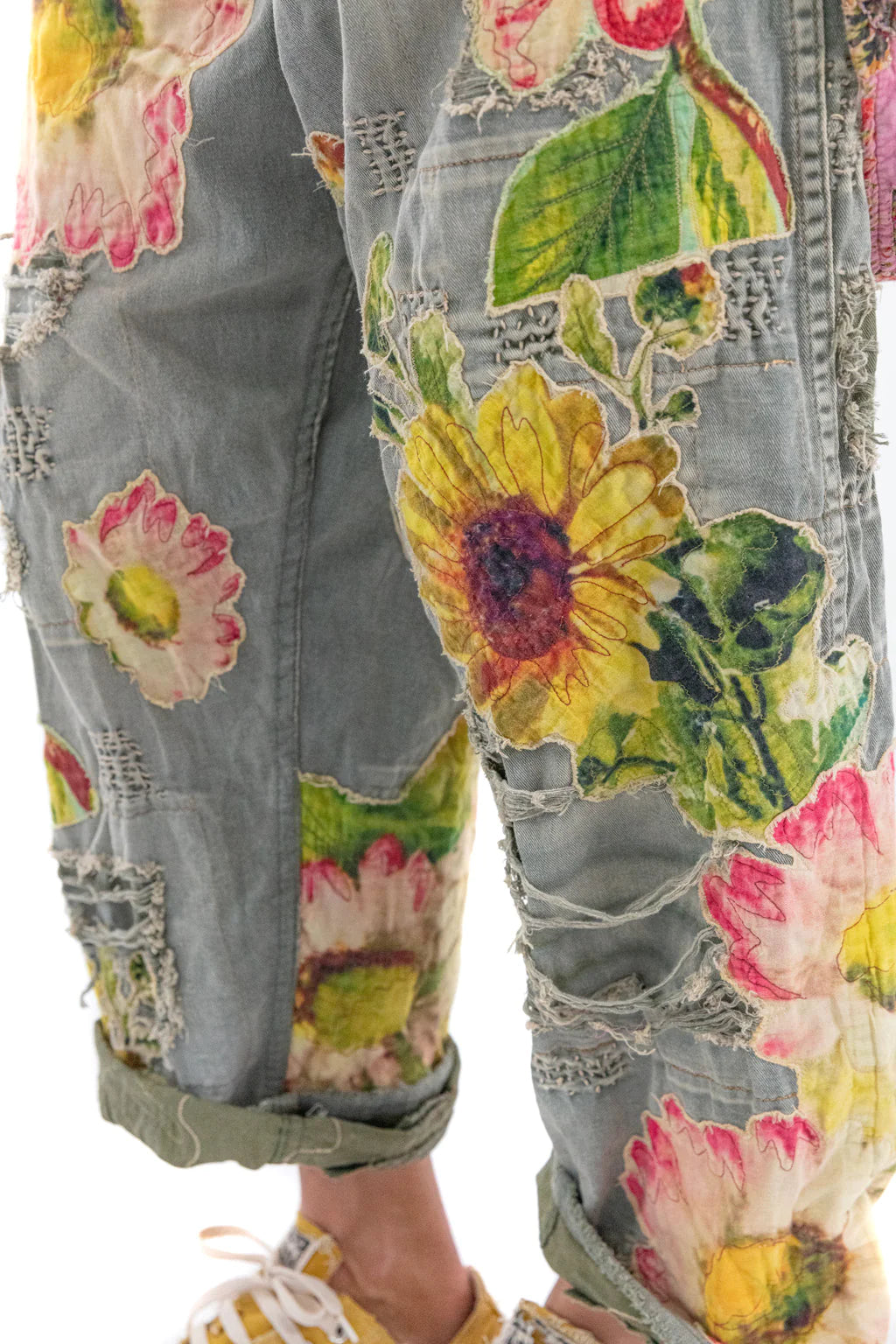 Miners Pants in Ashbury Peace with Sunflower, Daisies and Bees by Magnolia Pearl