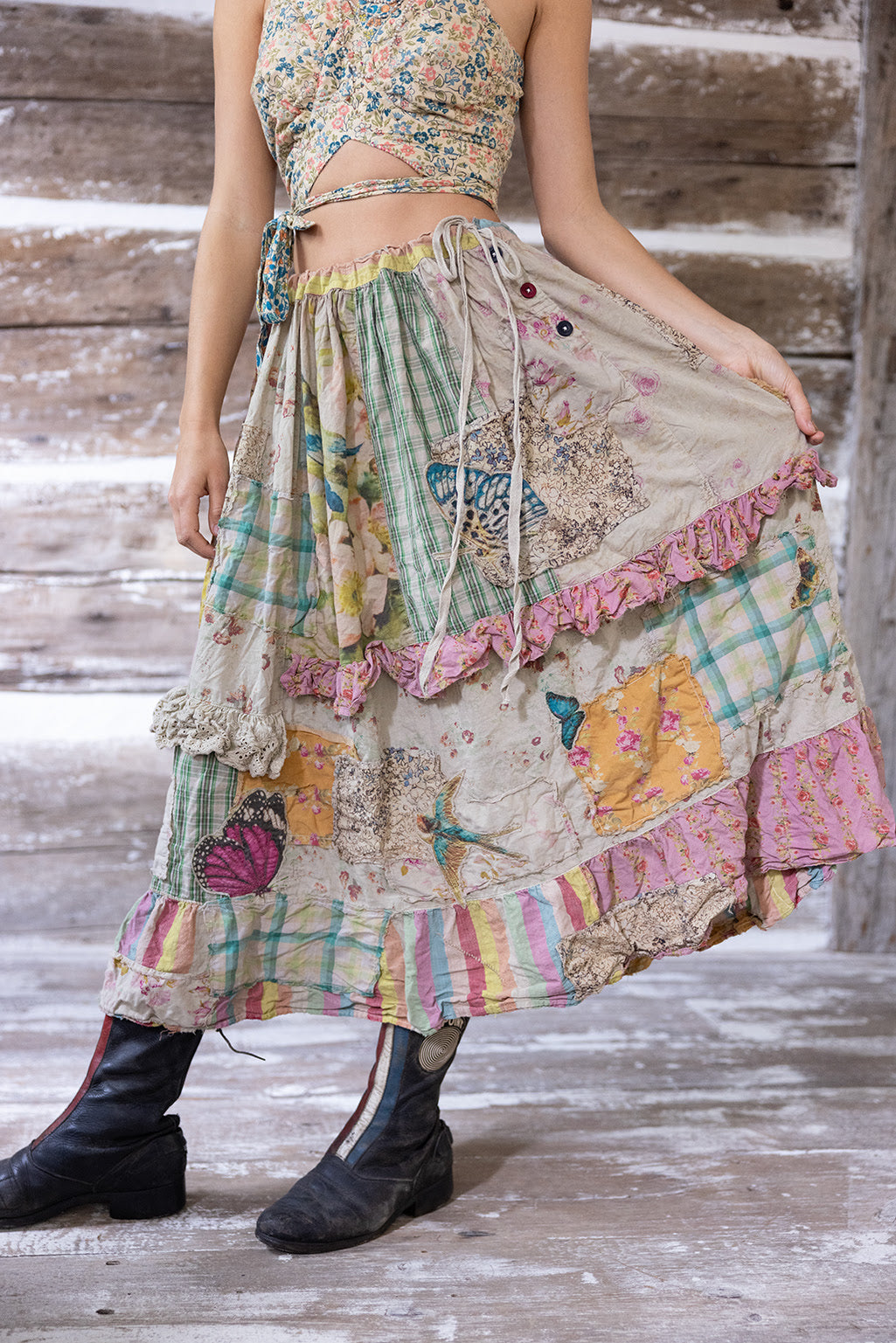 Patchwork Pixie Ruffle Skirt in Butterfly by Magnolia Pearl