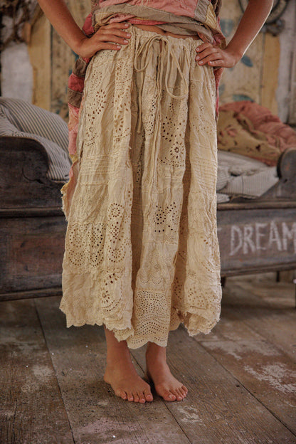 Eyelet Patchwork Pissarro Skirt in Swan by Magnolia Pearl