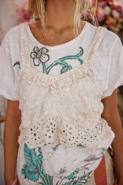 Olive Eyelet Ruffle Cami Tank in Moonlight by Magnolia Pearl