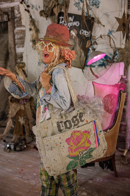 Hand Painted Rose Tote Bag in Ash by Magnolia Pearl