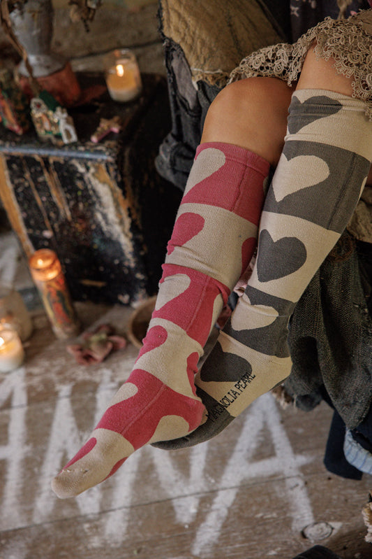 Block Heart Over-The-Knee Socks in Queen of Hearts by Magnolia Pearl
