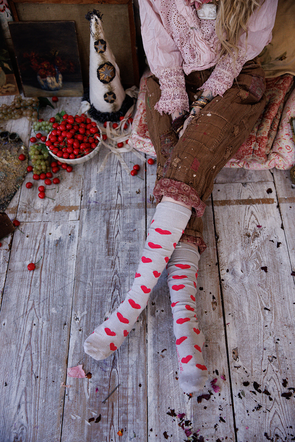 Candy Heart OTK Socks in Amores by Magnolia Pearl