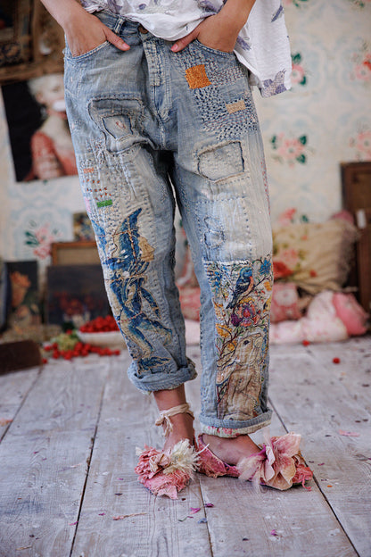 Quilted Eden Miner Denims in Washed Indigo by Magnolia Pearl