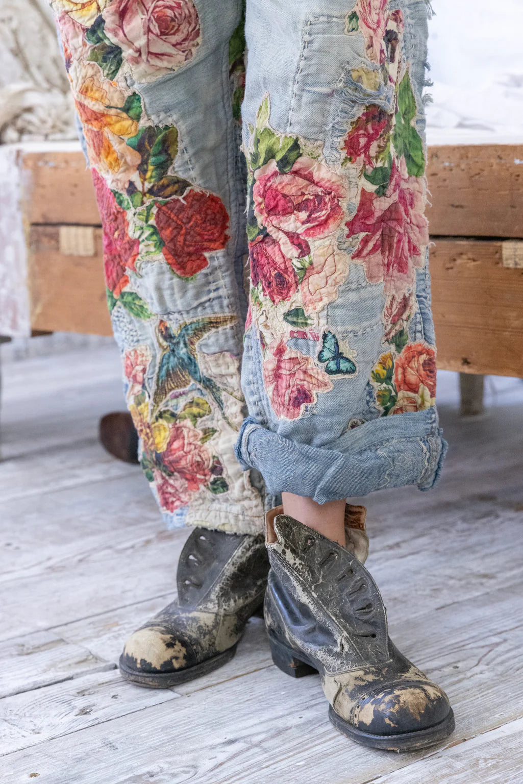 Quilts and Roses Miner Pants in Faded Indigo by Magnolia Pearl