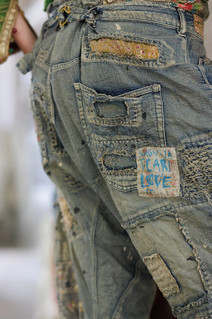 Dragon Embroidered Provision Denims in Washed Indigo by Magnolia Pearl